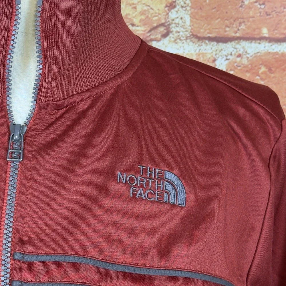 The North Face Track Jacket Men's‎ Medium Rust Red Black Full Zip Outdoor Casual